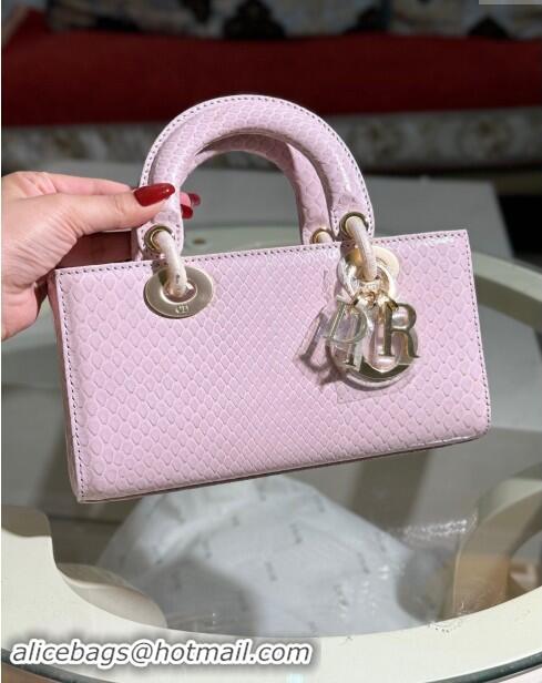 Top Design Dior Lady D-Joy Small Bag in Python Leather D0107 Pink 2024