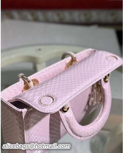 Top Design Dior Lady D-Joy Small Bag in Python Leather D0107 Pink 2024