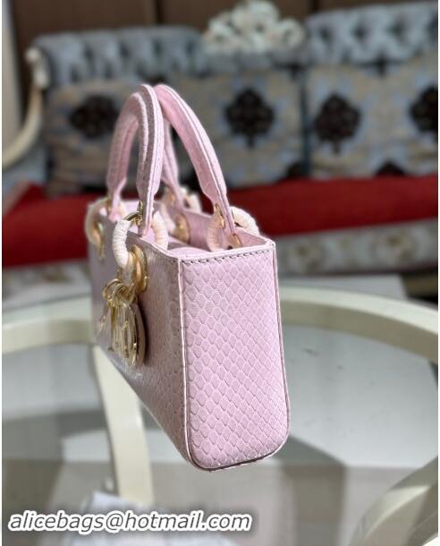 Top Design Dior Lady D-Joy Small Bag in Python Leather D0107 Pink 2024