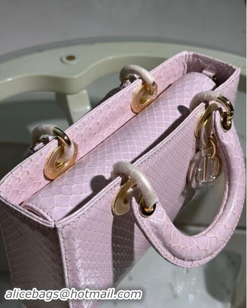 Top Design Dior Lady D-Joy Small Bag in Python Leather D0107 Pink 2024