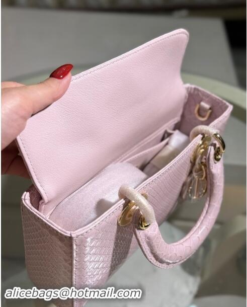 Top Design Dior Lady D-Joy Small Bag in Python Leather D0107 Pink 2024