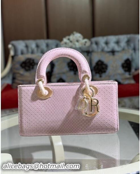 Top Design Dior Lady D-Joy Small Bag in Python Leather D0107 Pink 2024