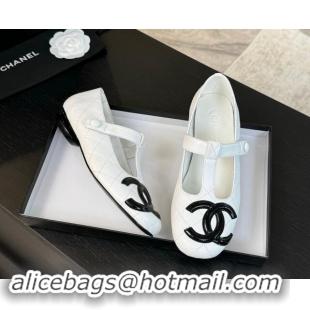 Unique Style Chanel Calfskin Mary Janes Loafers White 015106