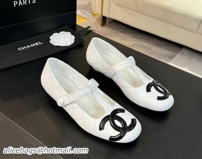 Unique Style Chanel Calfskin Mary Janes Loafers White 015106