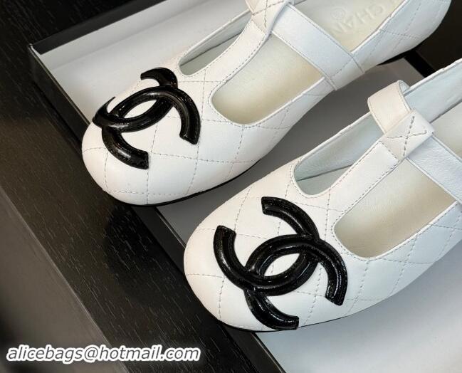 Unique Style Chanel Calfskin Mary Janes Loafers White 015106