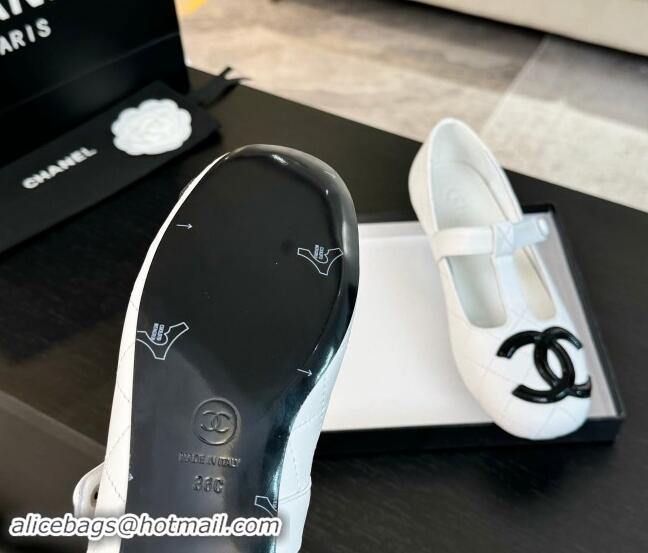 Unique Style Chanel Calfskin Mary Janes Loafers White 015106