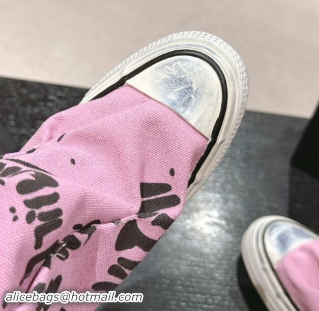 Good Quality Chanel Denim Sneaker High Boots with Buckle Pink 015122