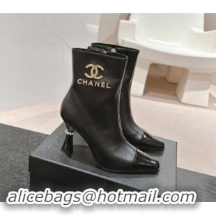 Popular Style Chanel Calfskin Ankle Boots with Charms Buckle Strap Black 016008