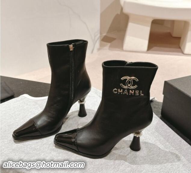 Popular Style Chanel Calfskin Ankle Boots with Charms Buckle Strap Black 016008