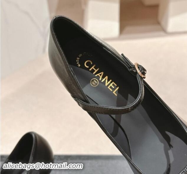 Low Price Chanel Calfskin & Patent Mary Janes Pumps with Bow Black 016011