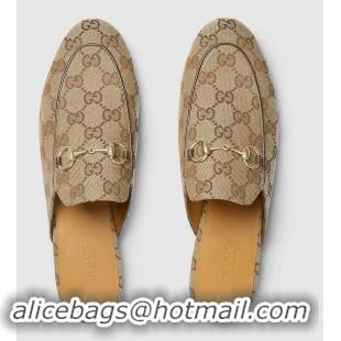 Grade Discount Gucci GG Canvas Princetown Slipper with Horsebit Loafer Mules G59856