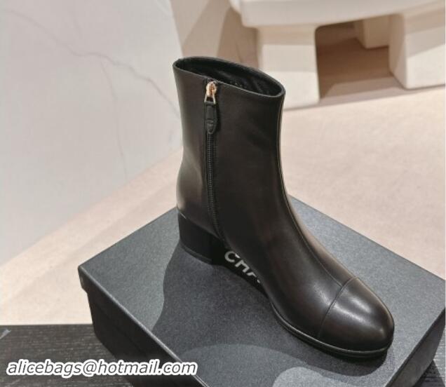 Good Looking Chanel Calfskin Ankle Boots with Pocket Black 1016024