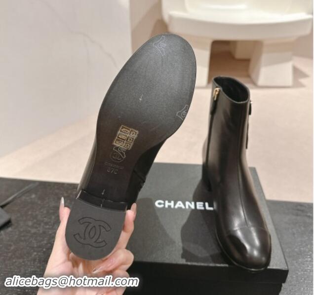 Good Looking Chanel Calfskin Ankle Boots with Pocket Black 1016024