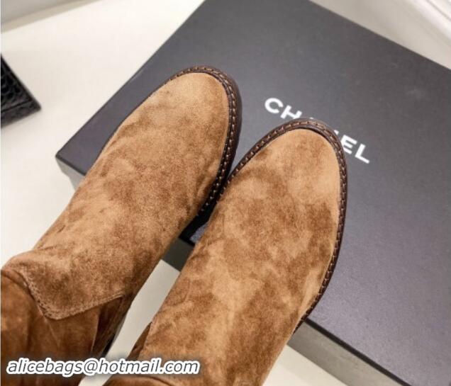 Cheap Price Chanel Suede High Boots 3cm with Tassel Brown 1016037