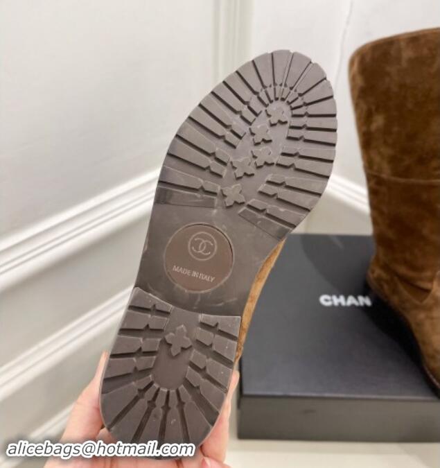 Cheap Price Chanel Suede High Boots 3cm with Tassel Brown 1016037