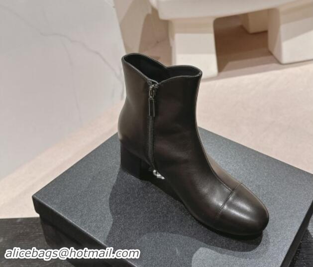 Top Grade Chanel Calfskin Ankle Boots with Stone CC Black 1016047