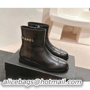 Big Discount Chanel Patchwork Calfskin Ankle Boots Black 1016053