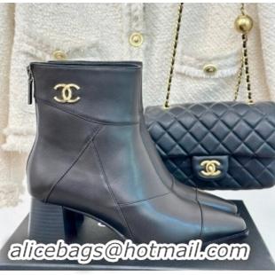 Grade Quality Chanel Patchwork Lambskin Ankle Boots Black 1016069