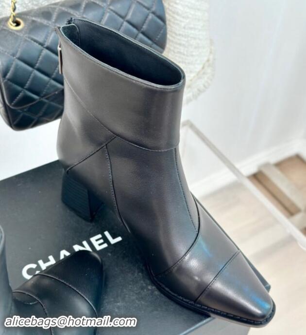 Grade Quality Chanel Patchwork Lambskin Ankle Boots Black 1016069