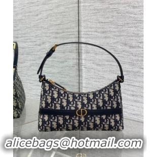 Inexpensive Dior Miss Caro Mini Hobo Shoulder Bag in Oblique Canvas CD1078 Blue 2024