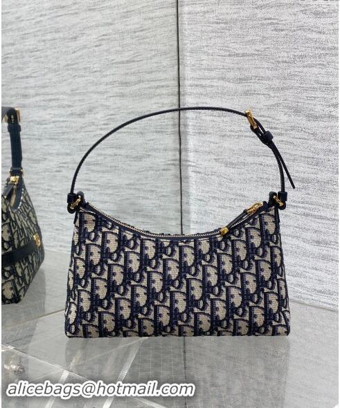 Inexpensive Dior Miss Caro Mini Hobo Shoulder Bag in Oblique Canvas CD1078 Blue 2024