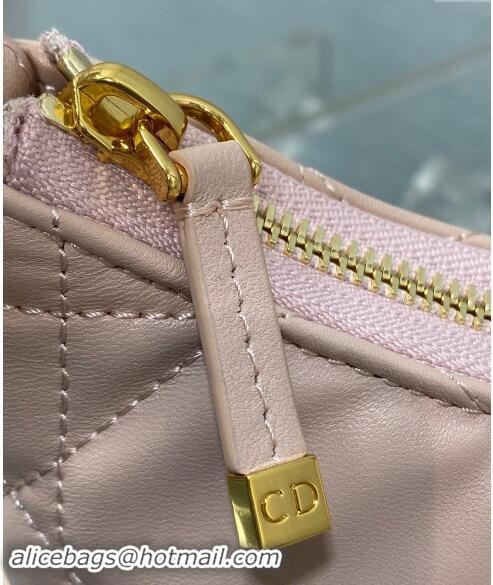 New Design Dior Miss Caro Mini Hobo Shoulder Bag in Macrocannage Lambskin CD1078 Light Pink 2024