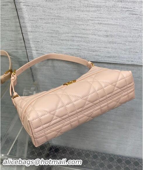 New Design Dior Miss Caro Mini Hobo Shoulder Bag in Macrocannage Lambskin CD1078 Light Pink 2024