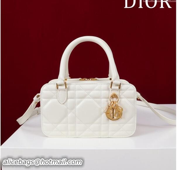 Top Quality Dior 30 Montaigne Doctor Top Handle Bag in Macrocannage Calfskin 3302 White 2024