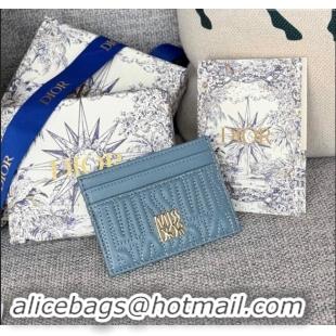 Discount Dior Miss Dior Freesia Card Holder Wallet in Lambskin with Quilted Miss Dior Allover Motif D1085 Blue 2024