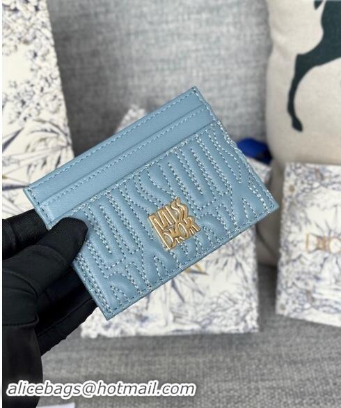 Discount Dior Miss Dior Freesia Card Holder Wallet in Lambskin with Quilted Miss Dior Allover Motif D1085 Blue 2024