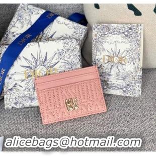 Promotional Dior Miss Dior Freesia Card Holder Wallet in Lambskin with Quilted Miss Dior Allover Motif D1085 Light Pink 