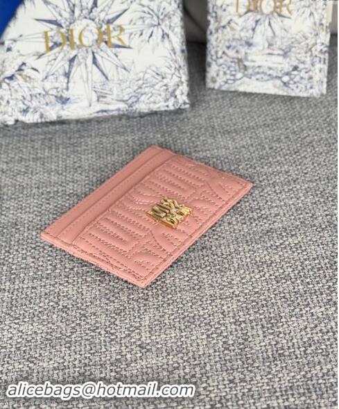 Promotional Dior Miss Dior Freesia Card Holder Wallet in Lambskin with Quilted Miss Dior Allover Motif D1085 Light Pink 