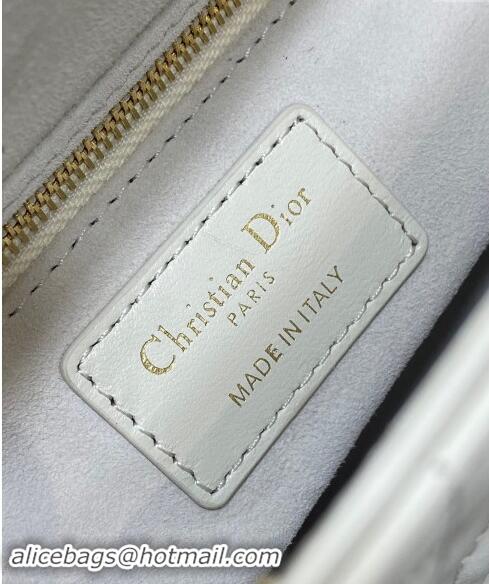 Best Design Dior Mini Lady Dior Bag in White Cannage Lambskin with Brown Tortoiseshell-effect 1088 Link 2024