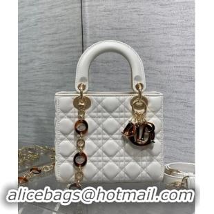 Trendy Design Dior Small Lady Dior Bag in White Cannage Lambskin with Brown Tortoiseshell-effect 1089 Link 2024