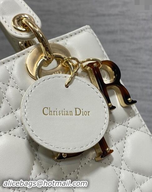 Trendy Design Dior Small Lady Dior Bag in White Cannage Lambskin with Brown Tortoiseshell-effect 1089 Link 2024