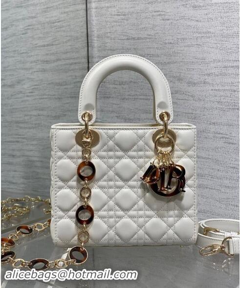 Trendy Design Dior Small Lady Dior Bag in White Cannage Lambskin with Brown Tortoiseshell-effect 1089 Link 2024