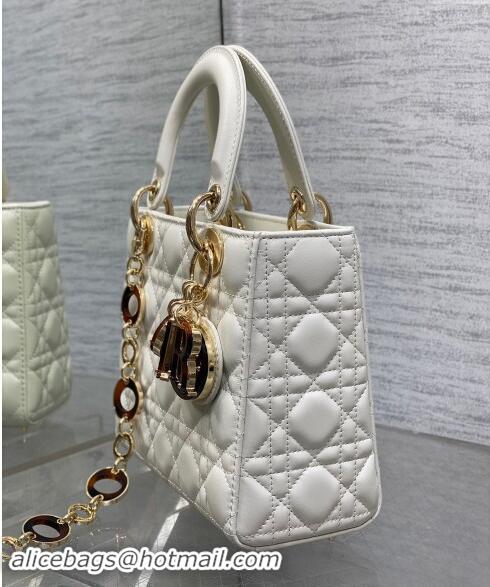 Trendy Design Dior Small Lady Dior Bag in White Cannage Lambskin with Brown Tortoiseshell-effect 1089 Link 2024