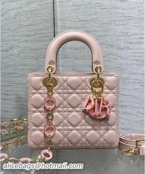 Best Quality Dior Small Lady Dior Bag in Blush Pink Cannage Lambskin with Resin 1089 Link 2024