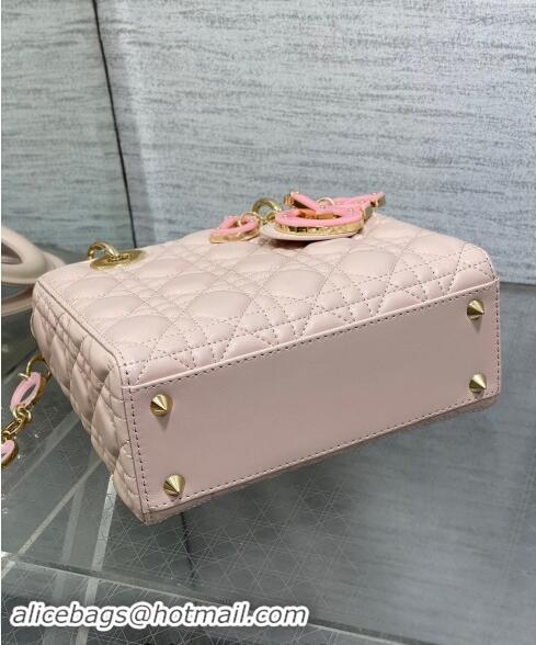 Best Quality Dior Small Lady Dior Bag in Blush Pink Cannage Lambskin with Resin 1089 Link 2024