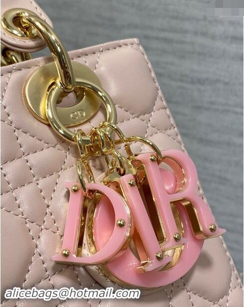 Best Quality Dior Small Lady Dior Bag in Blush Pink Cannage Lambskin with Resin 1089 Link 2024