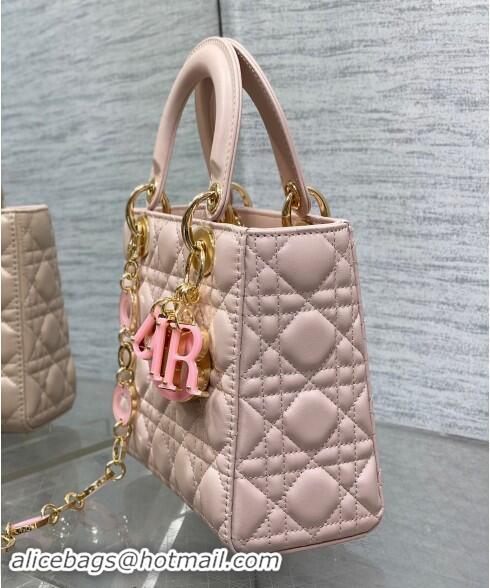 Best Quality Dior Small Lady Dior Bag in Blush Pink Cannage Lambskin with Resin 1089 Link 2024