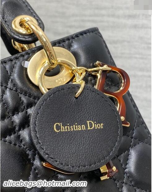 Best Price Dior Small Lady Dior Bag in Cannage Lambskin with Brown Tortoiseshell-effect Link 1089 Black 2024