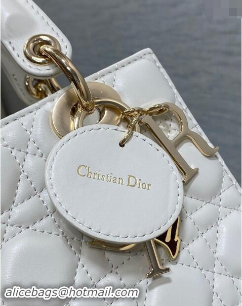 Promotional Dior Dioramour Small Lady Dior Bag in Cannage Lambskin with Heart Charm 1094 White 2024