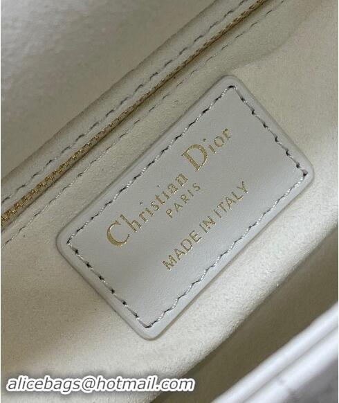 Top Grade Dior Dioramour Mini Lady Dior Bag in Cannage Lambskin with Heart Charm 1095 White 2024