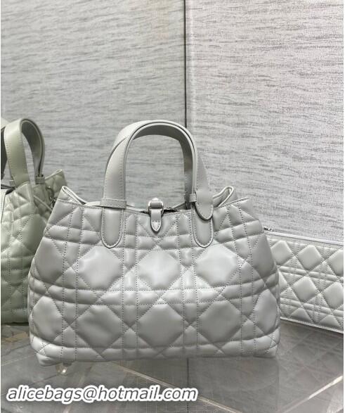 Well Crafted Dior Medium Toujours Tote Bag in Macrocannage Calfskin CD1099 Cloud Grey 2024