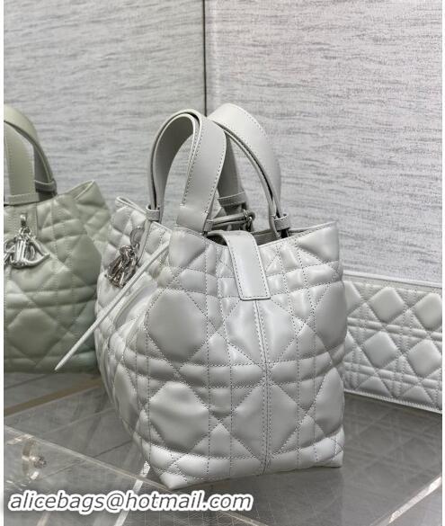 Well Crafted Dior Medium Toujours Tote Bag in Macrocannage Calfskin CD1099 Cloud Grey 2024