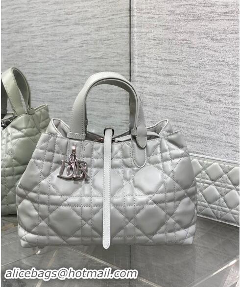 Well Crafted Dior Medium Toujours Tote Bag in Macrocannage Calfskin CD1099 Cloud Grey 2024