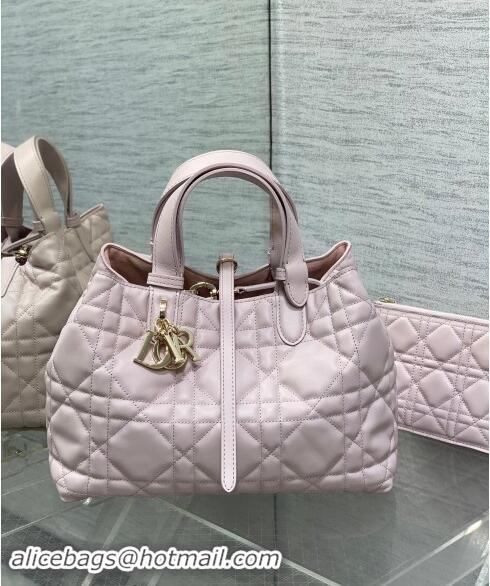 Best Quality Dior Medium Toujours Tote Bag in Macrocannage Calfskin CD1099 Sweet Pink 2024