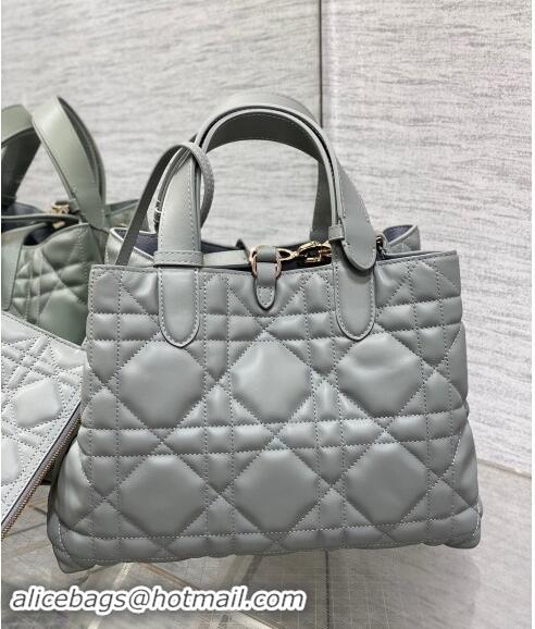 Grade Quality Dior Medium Toujours Tote bag in Macrocannage Calfskin CD1099 Cloud Grey 2024