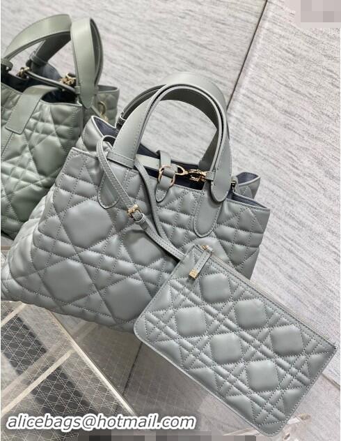 Grade Quality Dior Medium Toujours Tote bag in Macrocannage Calfskin CD1099 Cloud Grey 2024